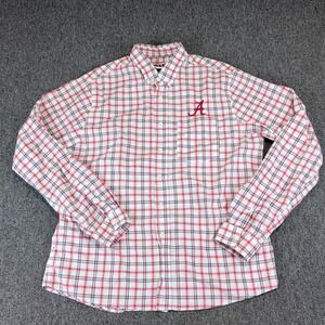 Boast Alabama Crimson Tide Plaid Button Down Shirt Mens Large Red White Cotton